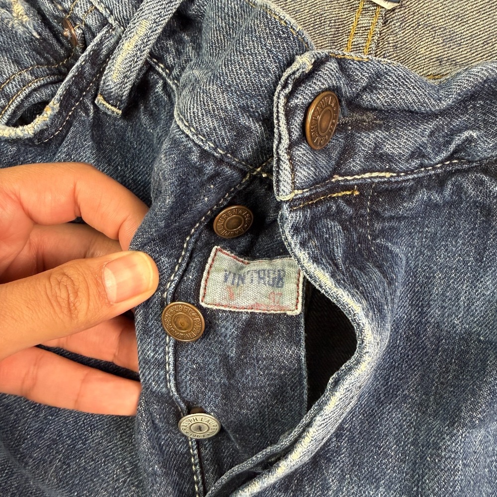 Polo Ralph Lauren Vintage 67 Distressed Jeans Mens 34x29 Blue Denim Washed - Picture 3 of 13